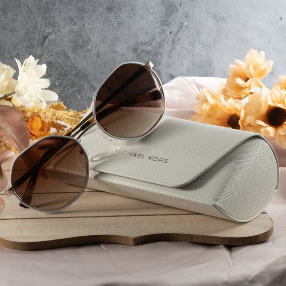 Michael Kors Women's Porto 57 Sunglasses, MK1072 Light Gold-Tone - Picture 11 of 11